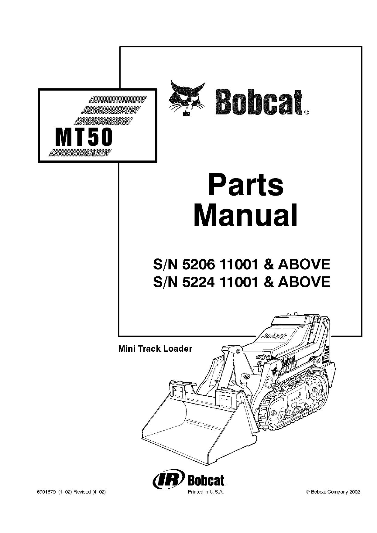 MT50 parts manual Bobcat